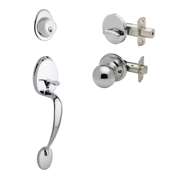 Copper Creek Colonial Polished Stainless Door Handleset and Ball Knob Trim