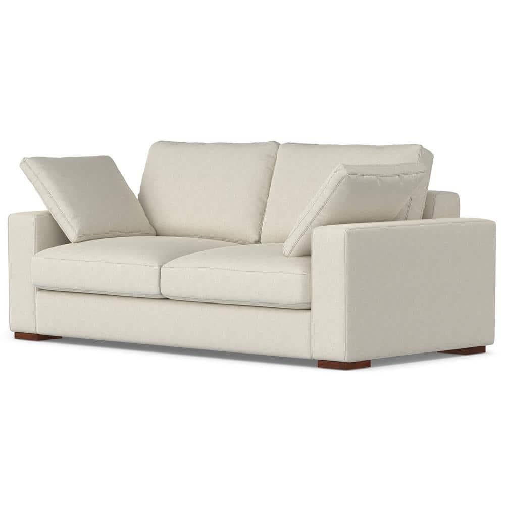 Charlie 78'' Cream Fabric Upholstered Lawson Sofa