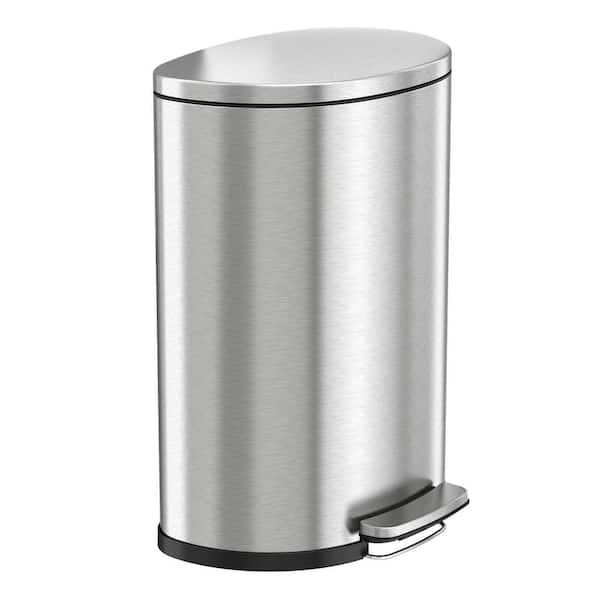 13.2 Gal. / 50 l Fire Resistant Stainless Steel Semi-Round Step On Pedal Trash Can with Odor Filter and Inner Bucket