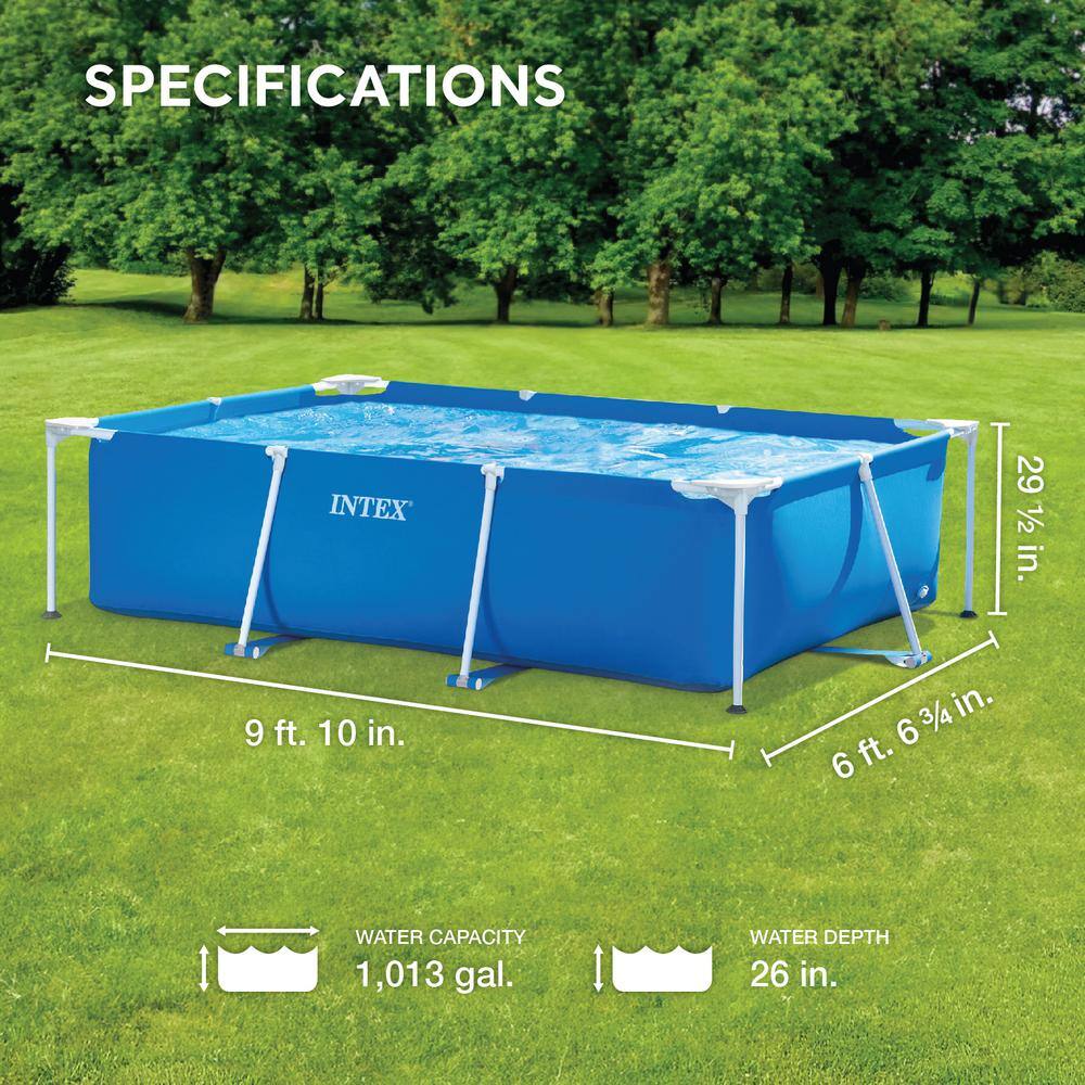 Intex 9.8' Blue Rectangular Frame Above Ground Pool