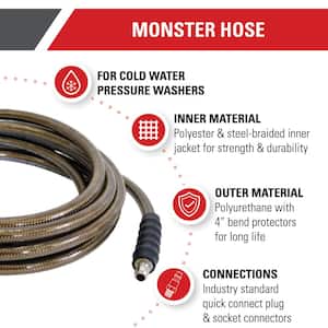 Monster Hose 3/8 in. x 25 ft. Replacement/Extension Hose with QC Connections for 4500 PSI Cold Water Pressure Washers