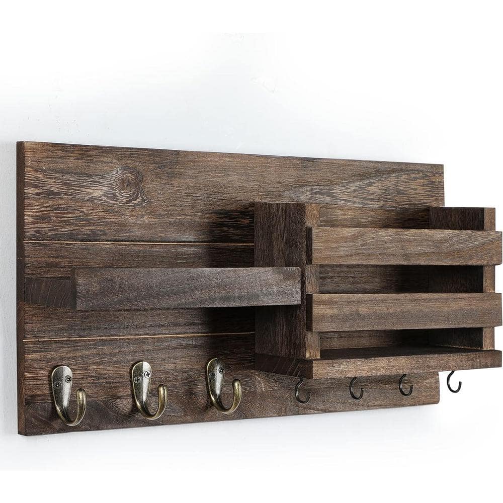 16.5 in. W x 3.5 in. D Decorative Wall Shelf, Brown Wall Mounted Rack with 