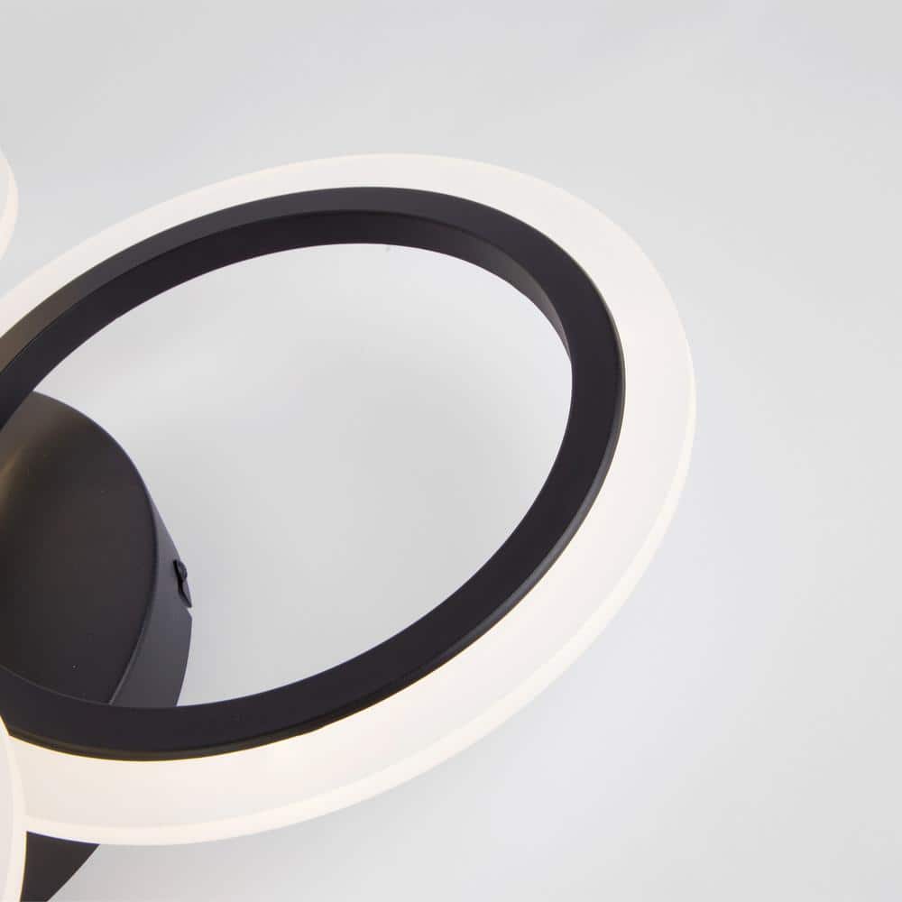 Modern Black Metal LED Ceiling Light with 4 Rings