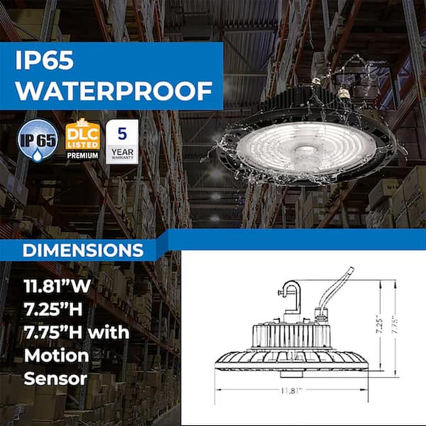 ENERGETIC LIGHTING 11.81 in x 11.81 in 20250 Lumen 5000K Daylight LED High Bay Light