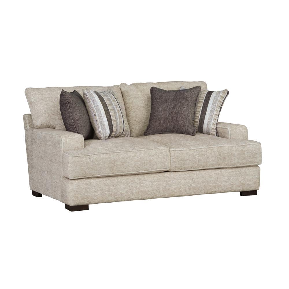 Furniture of America Niel 78 in. Beige Solid Fabric 2-Seater Loveseat With T Seat Cushions