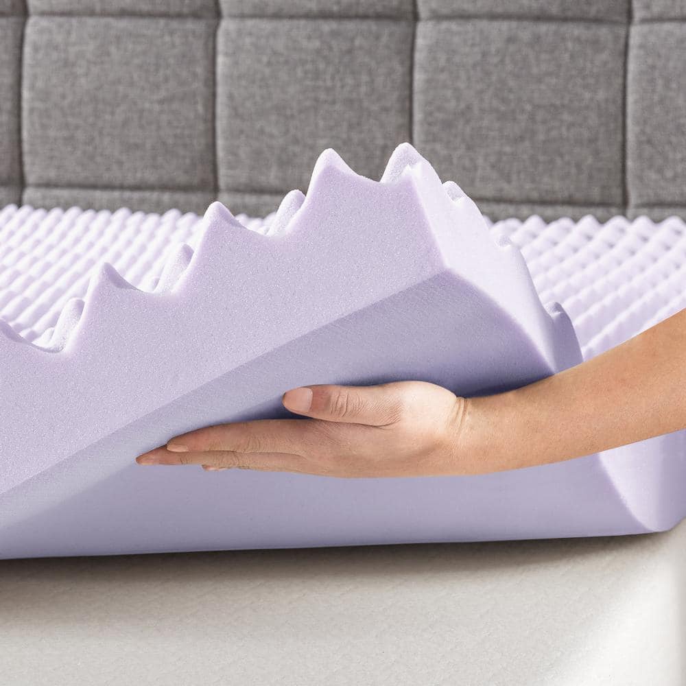 Lavender Infused Twin Egg Crate Memory Foam Mattress Topper