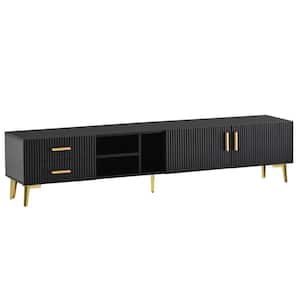 70.9 in. W x 13.8 in. D x 16.1 in. H Black Linen Cabinet with TV Stand Fits TV's up to 77 in.