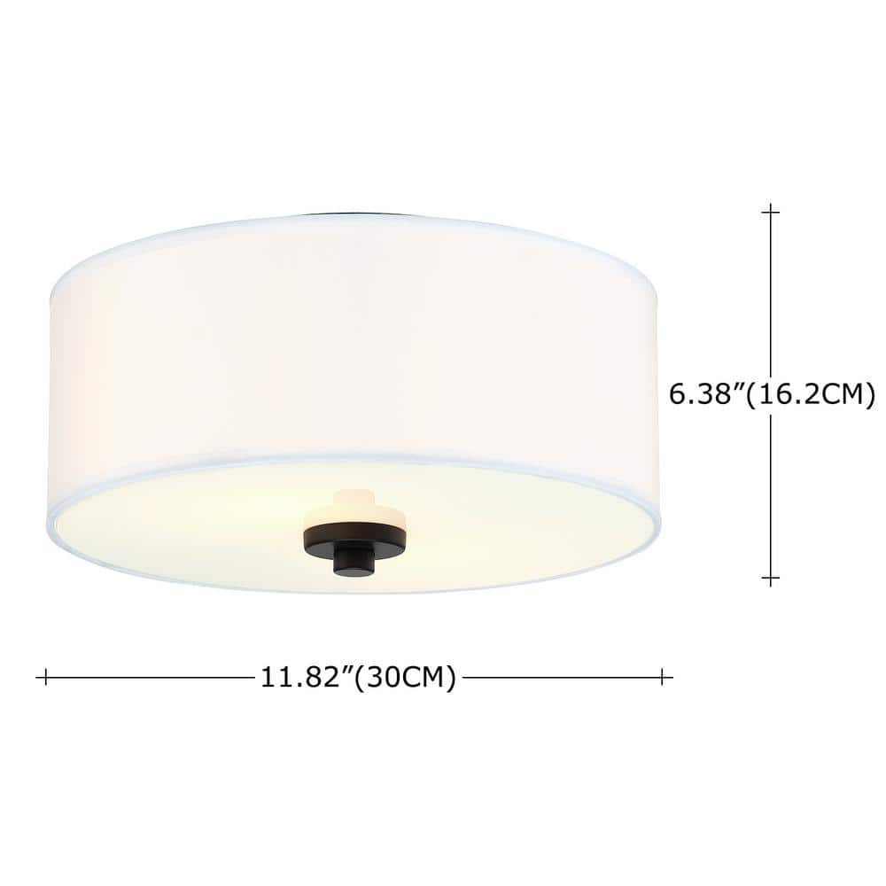 White Glass Drum Shade Flush Mount Ceiling Light