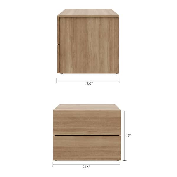 bedsidedrama BROWN サイズ2 Nexera James Brown Oak 2 Drawer Nightstand 341188 - The Home Depot