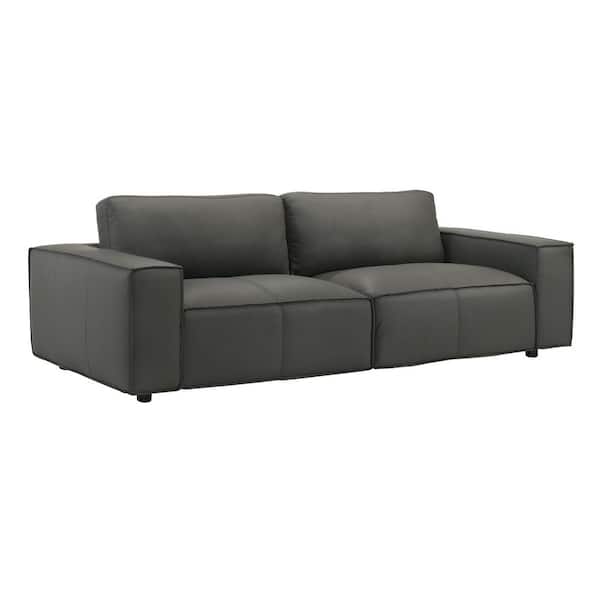 Armen Living Clayton Modern 93 in. Track Arm Top Grain Genuine