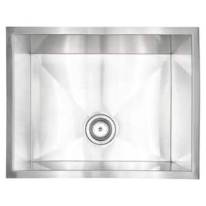 23 in. Undermount Single Bowl Handcrafted Stainless Steel Kitchen Sink with Strainer Baskets