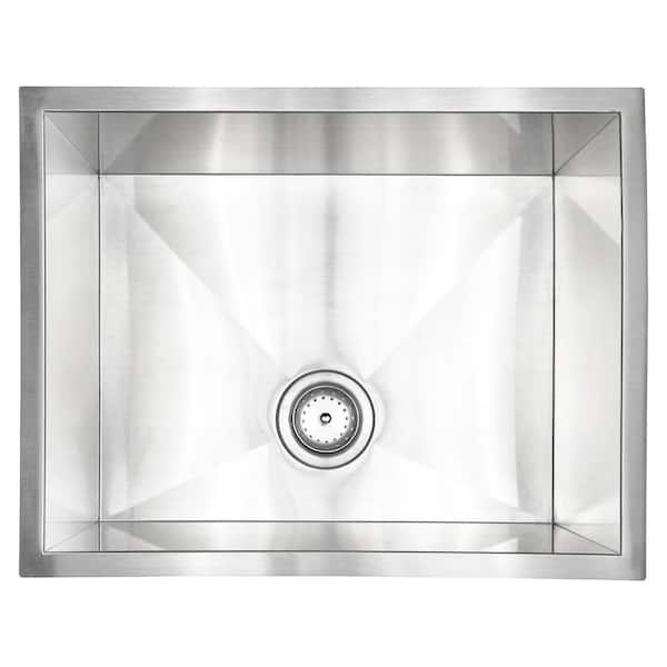 MSI 23 in. Undermount Single Bowl Handcrafted Stainless Steel Kitchen Sink with Strainer Baskets