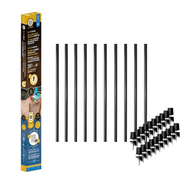 NUVO IRON 26 in x 1 in Round Baluster And Connector Combo Kit for Decks And Stairs