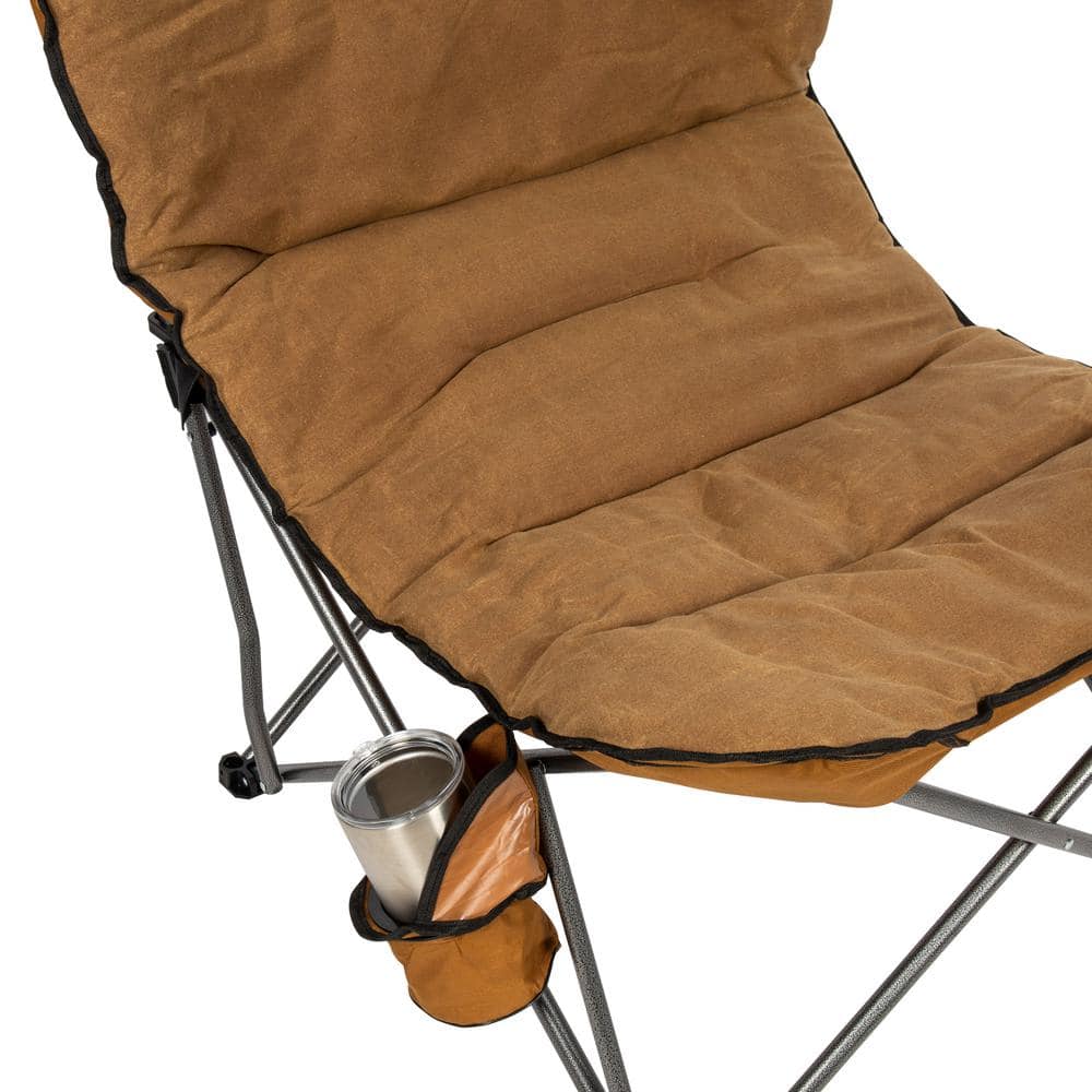 Tan Ultra Padded Folding Camp Chair with Cup Holder