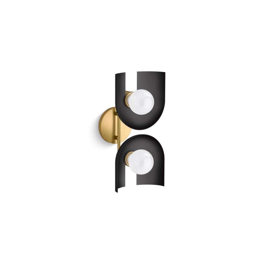 Jabot 2-Light Black with Brass Trim Wall Sconce price history on PriceWatchPro