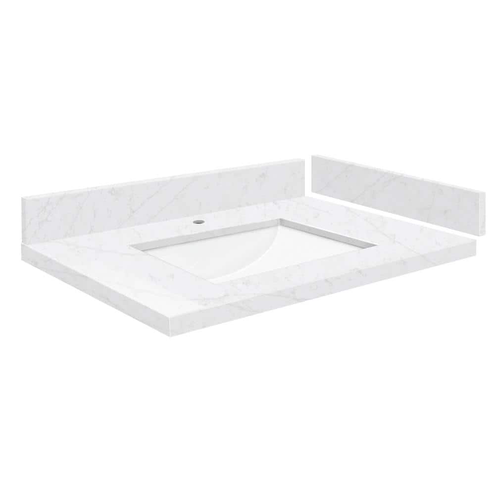 Silestone 28.25 in. W x 22.25 in. D Quartz White Rectangular Single Sink Vanity Top in Statuario price history on PriceWatchPro