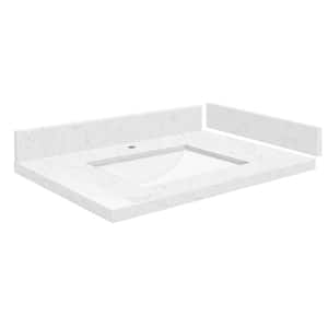 Silestone 30.75 in. W x 22.25 in. D Quartz White Rectangular Single Sink Vanity Top in Statuario