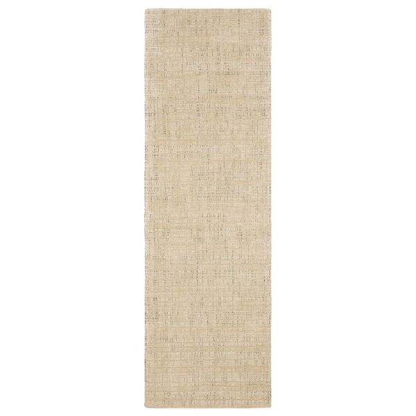 AVERLEY HOME Civic Beige 2 ft. x 8 ft. Geometric Stripe Viscose-Wool Blend Mixed-Pile Indoor Runner Area Rug