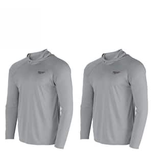 Men's X-Large Gray WORKSKIN Hooded Sun Shirt (2-Pack)