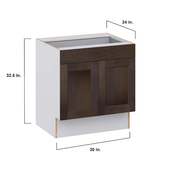 J COLLECTION Lincoln Chestnut Solid Wood Assembled 24 in. W x 30 in. H x 21 in. D Accessible ADA Vanity Base Cabinet