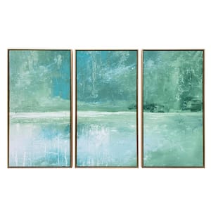 "The Pond" by Gallery 57 3 Piece Floater Frame Giclee Abstract Art Print 30 in. x 48 in.
