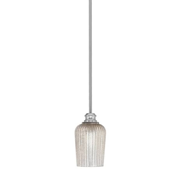 Unbranded Albany 60-Watt 1-Light Brushed Nickel Pendant Mini Pendant Light Silver Textured Glass and Light Bulb Not Included