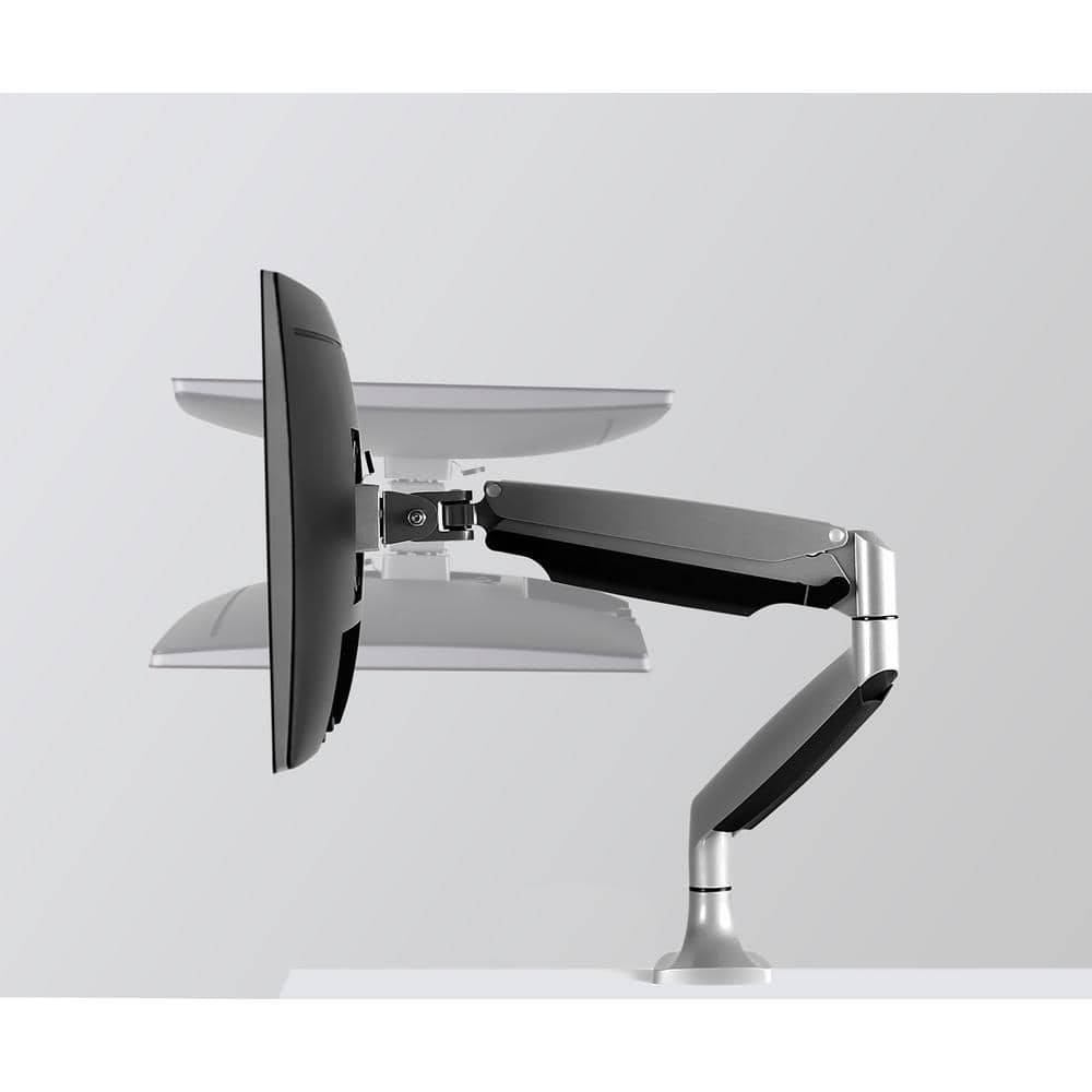 Silver Full-Motion Single Monitor Desk Mount with Adjustable Arm
