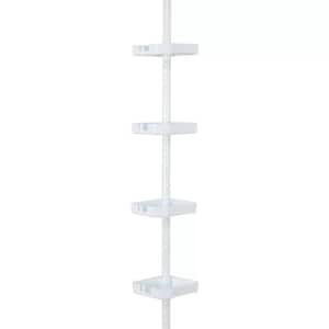 Bath Bliss White Plastic 4-Shelf Tension Pole Freestanding Shower Caddy  5.91-in x 48-in in the Bathtub & Shower Caddies department at