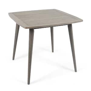 1-PC Water-Resistant Finish Gray Outdoor Square Acacia Wood Table with Straight Toothpick Legs for Communal Dining