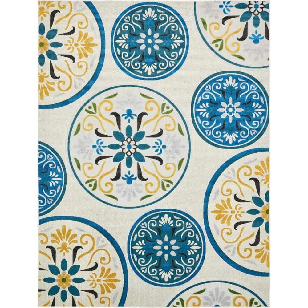 Outdoor Modern Cream 9 ft. x 12 ft. Area Rug price history on PriceWatchPro