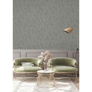 Holzer Dark Green Fern Textured Non-Pasted Non-Woven Wallpaper Sample