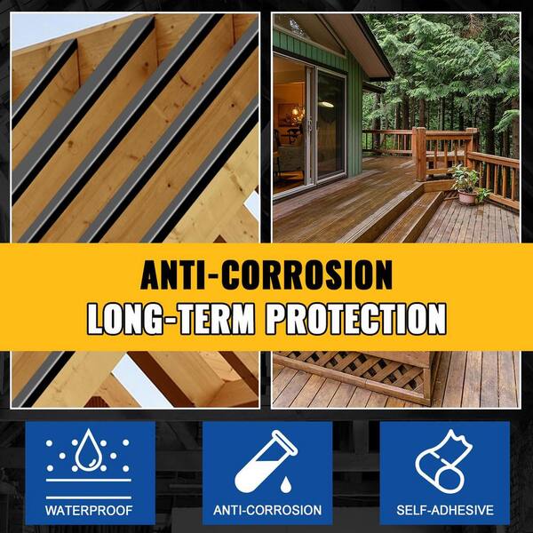 Angel Sar - 1-5/8 in. x 50 ft. Deck Joist Butyl Tape, Weather-Resistant Deck Flashing for Wood Decks Beams Roof (10-Pack)