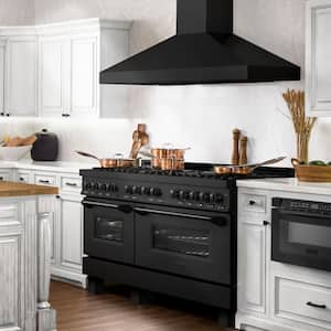 60 in. 9 Burner Double Oven Dual Fuel Range with Brass Burners in Black Stainless Steel