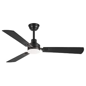 2-Pack 52 in. Indoor Matte Black 3-Colors LED Ceiling Fan with Dual-Finish Blades and Light Kit and Remote control