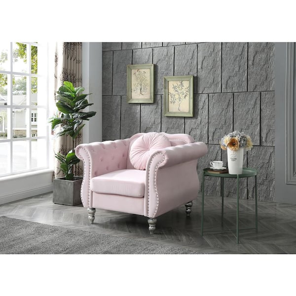 Pink best sale chesterfield chair