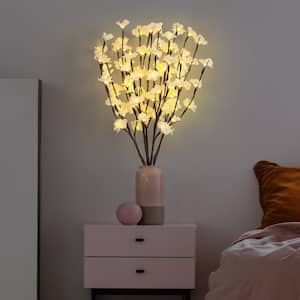 28 in. Artificial Ginkgo Leaf Light Decoration 5-Pieces Set Individual Flower Stems