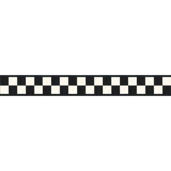 The Wallpaper Company 2.5 in. x 15 ft. Black and White Country Check Border