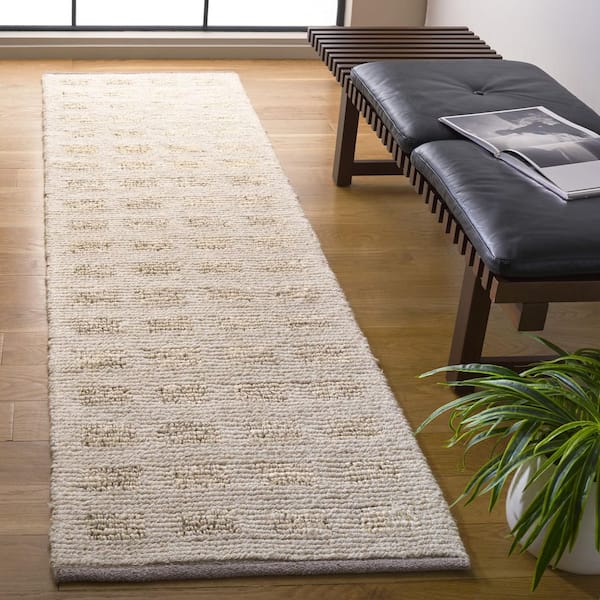 Natura 2 ft. x 8 ft. Beige Distressed Tile Runner Rug