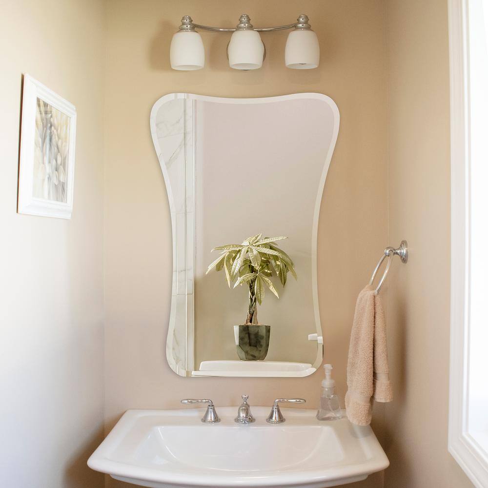 Flared Frameless Rectangular Beveled Wall Mirror 24"x35.5"