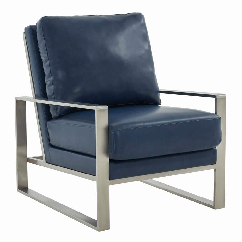 Leisuremod Jefferson Navy Blue Faux Leather Arm Chair JAS29NBU-L - The ...