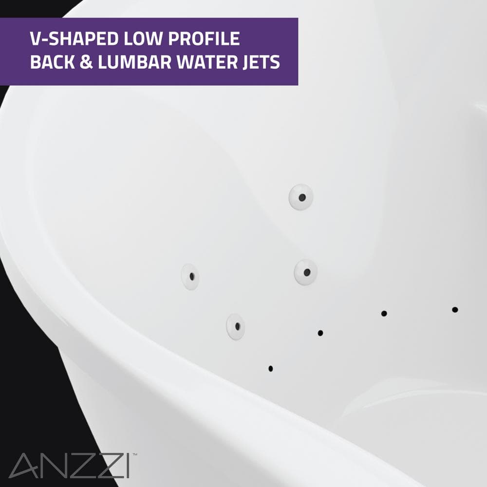 67'' White Freestanding Acrylic Whirlpool Bathtub