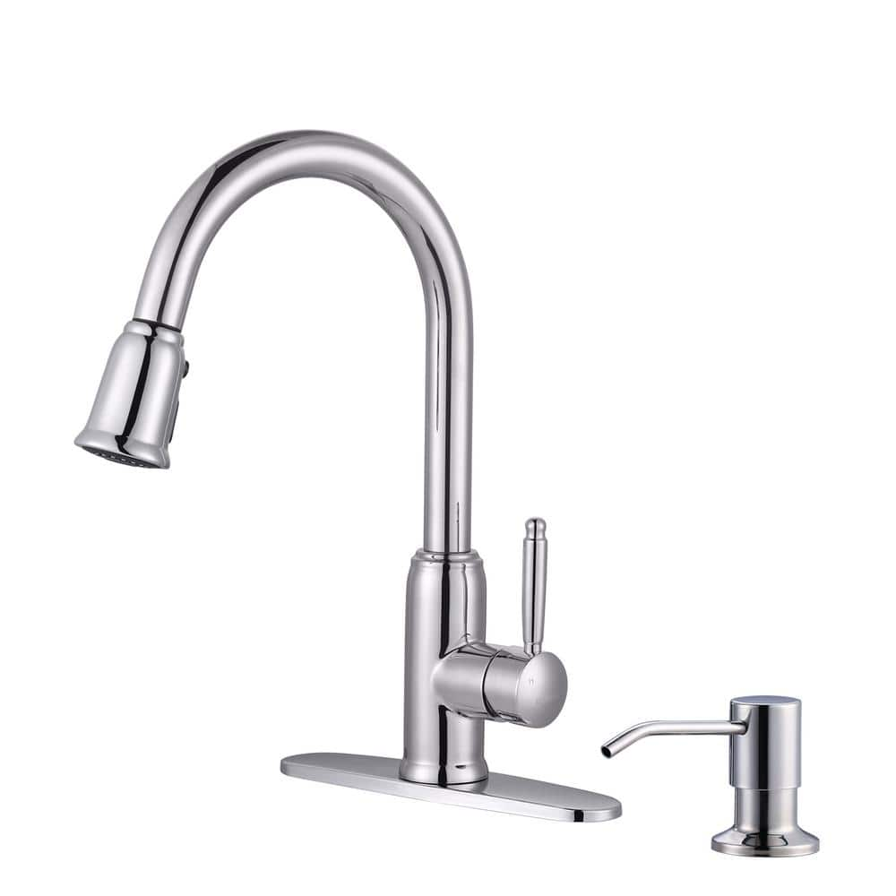 WOWOW Elegant Stainless Steel Single-Handle Pull Down Sprayer Kitchen ...