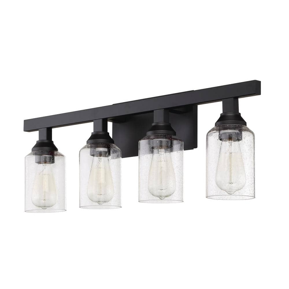 CRAFTMADE Chicago 28.25 in. 4-Light Flat Black Finish Vanity Light with ...