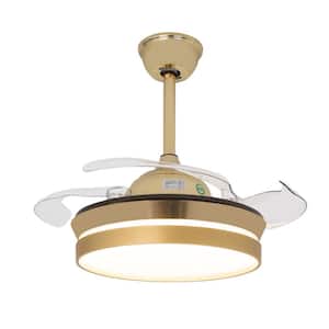 36 in. Modern Gold Retractable Blades Integrated LED Indoor 6-Speed Reversible Motor Ceiling Fan with Remote