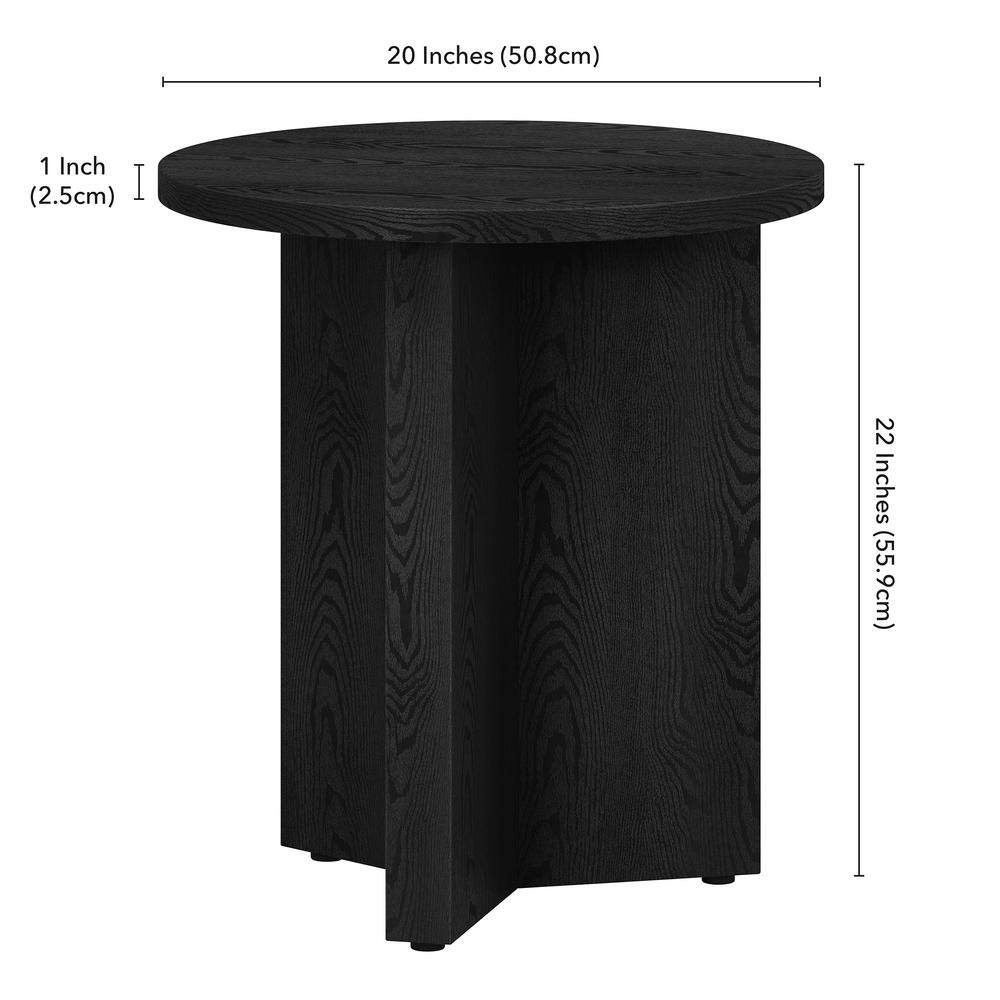 Black Grain Round Modern Wood Side Table