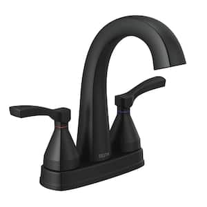 Stryke 4 in. Centerset 2-Handle Bathroom Faucet with Metal Drain Assembly in Matte Black