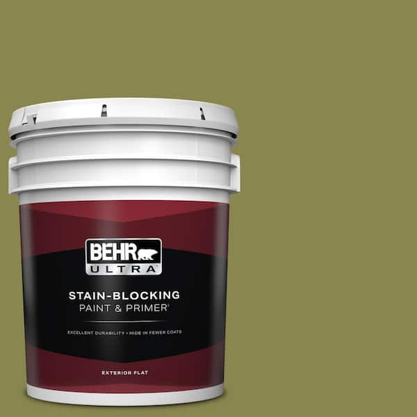 BEHR ULTRA 5 gal. #T15-18 Snap Pea Green Flat Exterior Paint & Primer