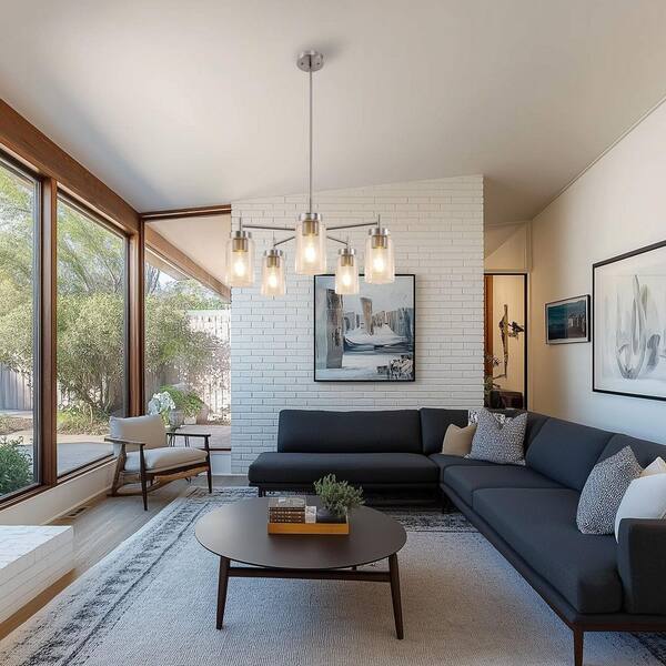 Emeritpro 5-Light Brushed Nickel Candlestick Chandelier Pendant