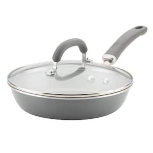 Create Delicious 9.5 in. Aluminum Nonstick Covered Deep Skillet, Gray Shimmer