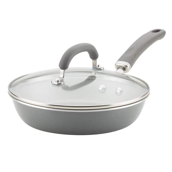 Rachael Ray Create Delicious 9.5 in. Aluminum Nonstick Covered Deep Skillet, Gray Shimmer